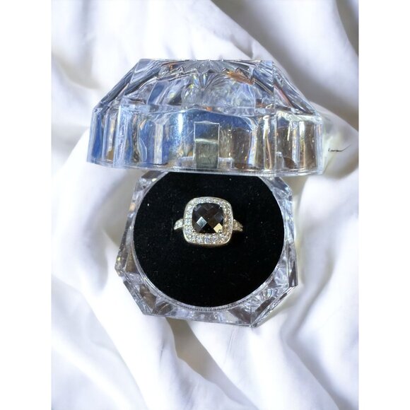 Unknown Jewelry - Classic Ring Square Cut Black Obsidian Colored CZ Sterling Silver Size 7